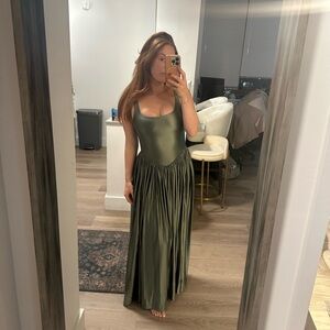 Elegant Green Satin Dress